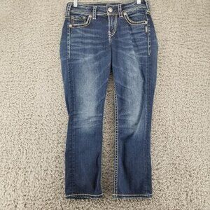 Silver Jeans Womens 26 Blue Suki Capri Cropped Stretch Fluid Denim *Read*